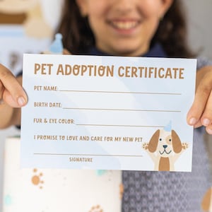 Printable Pet Adoption Certificate, Puppy Dog Certificate, Adopt puppy, adopt puppy decor, puppy decor, puppy party, dog decor, dog party