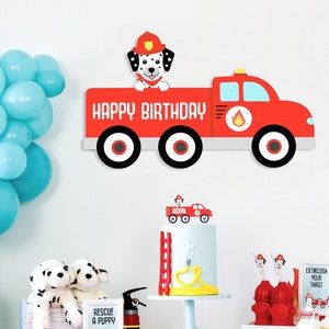 Printable Vintage Firetruck Wall Art, Firetruck Wall Decal, Firetruck Birthday Party, Firefighter Birthday, Firetruck Party Decorations