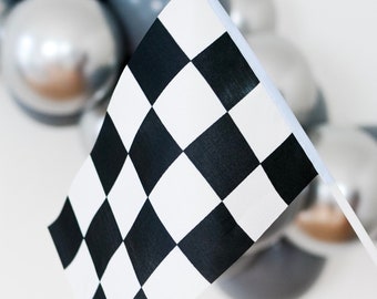 Vintage Race Car Checkered Flags | Racing Party Decorations, Fast One Birthday, Two Fast Party Decor, Checkered Flag Party Supplies, Cars