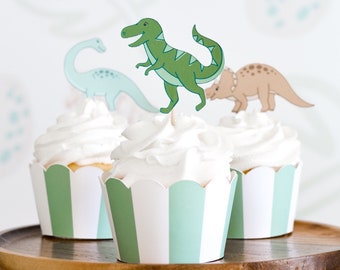 Dinosaur Cupcake Toppers, Dinosaur Birthday Party Decor, Jurassic Park Birthday Party, Jurassic World, Three Rex Party, Dinosaur Party Theme