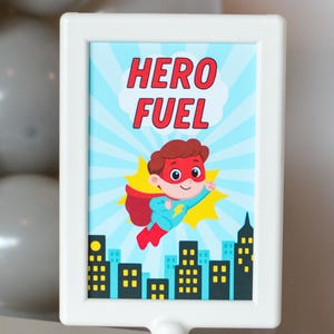Superhero Party Sign | Hero Fuel Sign for Kids | Superhero Birthday Party Decor | Little Hero Birthday | Comic Book Party Decoration