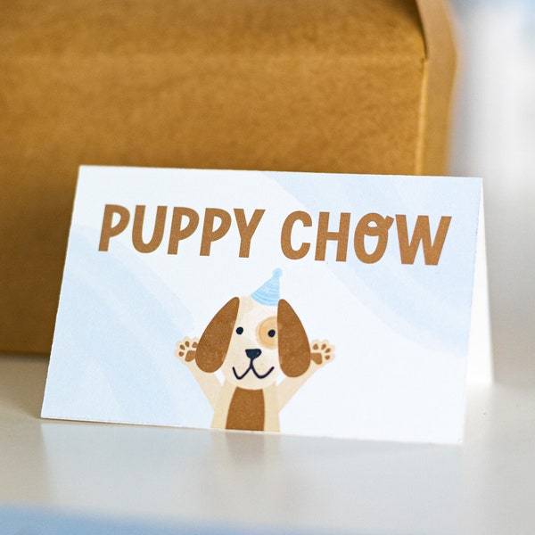 Custom Puppy Dog Tent Cards, Dog Food Labels, Adopt puppy, adopt puppy decor, puppy decor, puppy party, dog decor, dog party, puppy theme