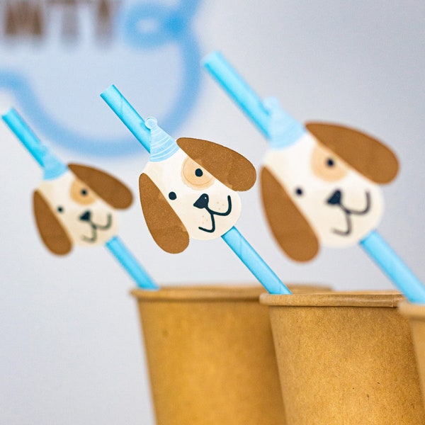 Puppy Dog Straws, Adopt a puppy, adopt a puppy party, dog party, dog decor, puppy party, puppy decor, puppy decorations, dog paper straws