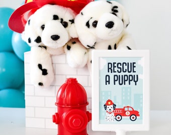 Rescue a Puppy Party Sign, Firetruck Birthday Party, Firefighter Birthday, Firefighter Welcome sign, Firetruck Party Decorations