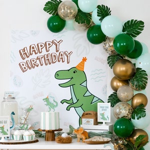 Printable Dinosaur Birthday Party Backdrop, Dinosaur Wall Art, Party Backdrop, Photobooth Backdrop, Jurassic Park Dinosaur Birthday Party image 3