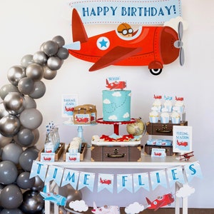 Time Flies Vintage Airplane Garland, Airplane Banner, Airplane Theme Party, Airplane Birthday, Airplane Party, Airplane Decor, Time Flies