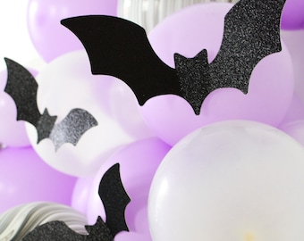 3D Glitter Bat Wall Decor | Set of 12 Spooky Halloween Party Decorations