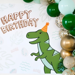 Printable Dinosaur Birthday Party Backdrop, Dinosaur Wall Art, Party Backdrop, Photobooth Backdrop, Jurassic Park Dinosaur Birthday Party image 1