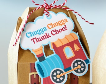 Personalized "Chugga Chugga Thank Choo" Train Gift Tags | Custom Party Favor Tags for Kids
