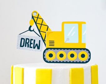 Personalized Construction Cake Topper | Construction Birthday Party, Crane Truck Cake Decoration, Dump Truck Cake Decor, Build It Up Party