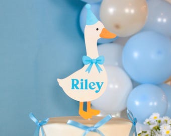 Gepersonaliseerde One Silly Goose-taarttopper | Een gekke gans eerste verjaardag, gans verjaardagsfeestje decoratie, 1e verjaardag taarttopper kinderen