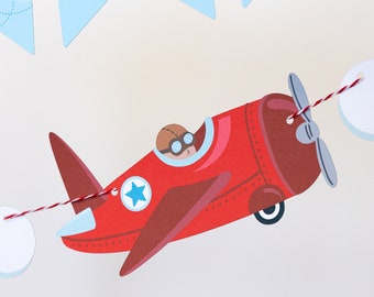 Guirnalda de fiesta de avión vintage / pancarta de avión, cumpleaños de avión, fiesta temática de avión, decoración de avión, el tiempo vuela, decoración para fiesta infantil