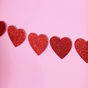 Guirlande de coeur paillettes, décoration Saint Valentin, Valentin bannière, guirlande de Saint Valentin, Saint Valentin bannière, svg de jour de la Saint-Valentin, vday