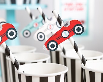 Vintage Race Car Paper Straws, Two Fast Birthday Party, Fast One Birthday Party,Car Party Paper Straws, Race Car Birthday Party, Race Car