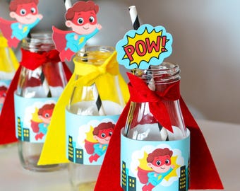 Superhero Paper Straws | Superhero Party Supplies | First Birthday | Comic Book Birthday | Custom Hero Party Decorations | Kids Party