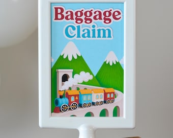 Baggage Claim Gift Table Sign | Train Birthday Party Decor for Kids
