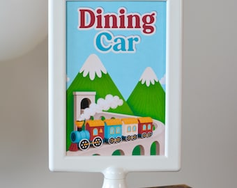 Dining Car Food Station Sign | Choo Choo Train Birthday Decor for Kids