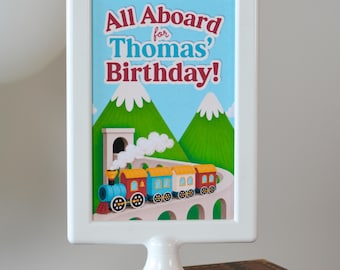 Personalized All Aboard Train Welcome Sign | Custom Choo Choo Birthday Decor for Kids