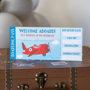 Invitaciones de tarjeta de embarque de avión vintage imprimibles, descarga instantánea de invitaciones de avión en PDF, fiesta de avión vintage, fiesta de moscas del tiempo