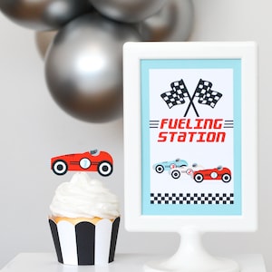 Vintage Race Car Fueling Station Sign for Kids | Ultimate Race Car Birthday Party Decor – Ideal for Fast One, Two Fast & F1 Racing Theme