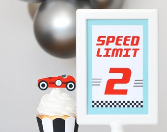 Personalized Speed Limit Sign | Race Car Birthday Party Decor, Fast One & Two Fast Birthday, Vintage Car Party Sign, Car Party Decor