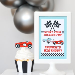 Personalized Race Car Welcome Sign | Vintage Car Party Decor,  Custom Race Car Birthday Sign – Small & Large Options, Two Fast Party