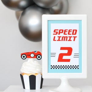 Personalized Speed Limit Sign | Race Car Birthday Party Decor, Fast One & Two Fast Birthday, Vintage Car Party Sign, Car Party Decor