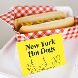 Biglietti personalizzati per tende di New York, Etichette alimentari di New York, Decorazioni per feste di New York, Festa bistrot di New York, Festa di compleanno di New York, Festa di New York