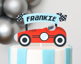 Personalized Race Car Cake Topper | Two Fast Birthday, Fast One 1st Birthday, Race Car Party Decoration for Kids, Boys Birthday Cake Topper