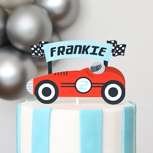 Personalized Race Car Cake Topper | Two Fast Birthday, Fast One 1st Birthday, Race Car Party Decoration for Kids, Boys Birthday Cake Topper