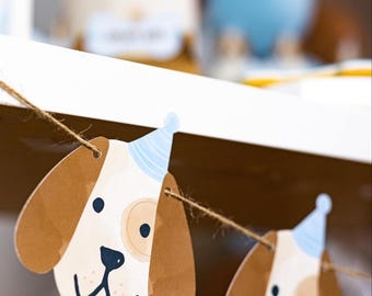 Puppy Birthday Banner | Dog Party Garland, Let's Pawty Decor, Pet Adoption Birthday Party, Puppy Theme Decorations