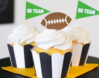 Football Cupcake Toppers, Football Birthday Party Decorations, Football Cake Topper, Kids Football Party, Sports Birthday Cupcake Toppers