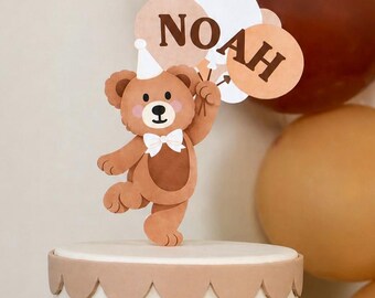 Personalized Beary First Birthday Cake Topper | Custom Wording for a Teddy Bear Baby Shower or Birthday | Gender Neutral