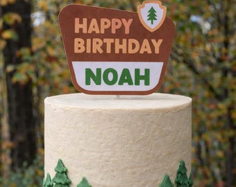 Adorno para tarta "One Happy Camper" / Decoración para fiesta de camping y leñador, cumpleaños divertido con Smore, fiesta infantil con temática de campamento de aventura al aire libre