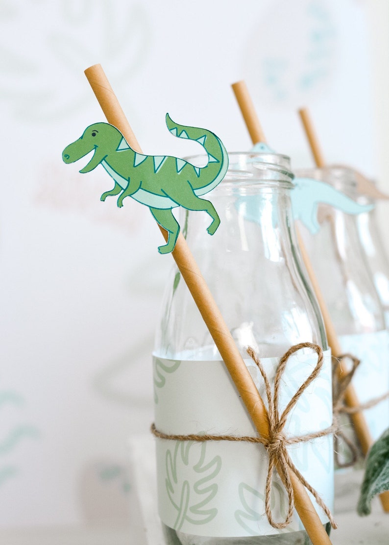 Dinosaur Paper Straws, Dinosaur Birthday Party, Three Rex, Jurassic Park Birthday Party, Jurassic World, Dinosaur Theme Straw Party Supplies image 3