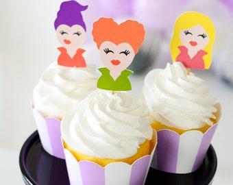 Witch Cupcake Toppers | Spooky Halloween Party Dessert Table Decor