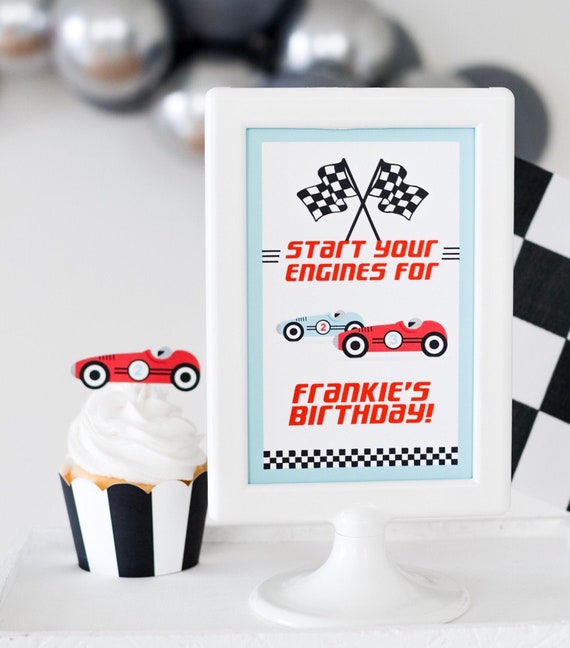 Personalized Vintage Race Car Welcome Sign, Race Car Birthday Party, Race Car Birthday, Race Car Party, Race Car Decorations, Two Fast Party Il_570xn