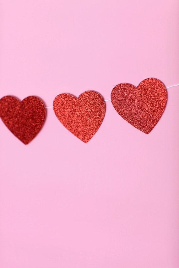 Foam Glitter Heart Wall Decor Choose 1 Color Red OR Pink OR Both