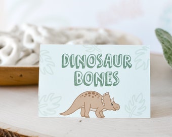 Tarjetas de tienda de dinosaurios, etiquetas de alimentos de dinosaurios, tarjetas de comida, fiesta de cumpleaños de dinosaurios, fiesta de Parque Jurásico, fiesta del mundo jurásico, fiesta de tres Rex