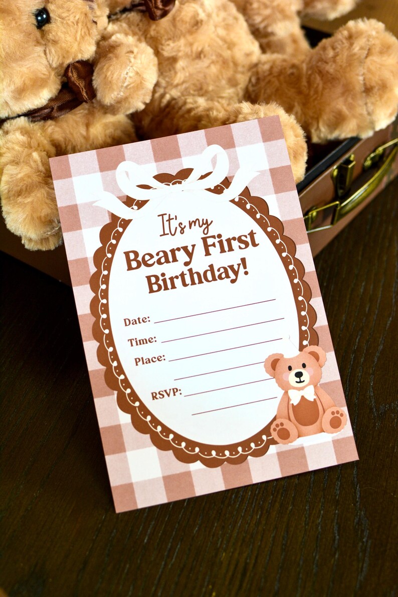Teddy Bear Invitation Printable | Beary First Birthday Invite | Baby ...