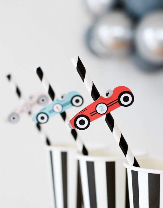 Vintage Race Car Paper Straws, Car Party Paper Straws, Race Car Birthday Party, Race Car Birthday, Race Car Party, Race Car Decorations Il_570xn
