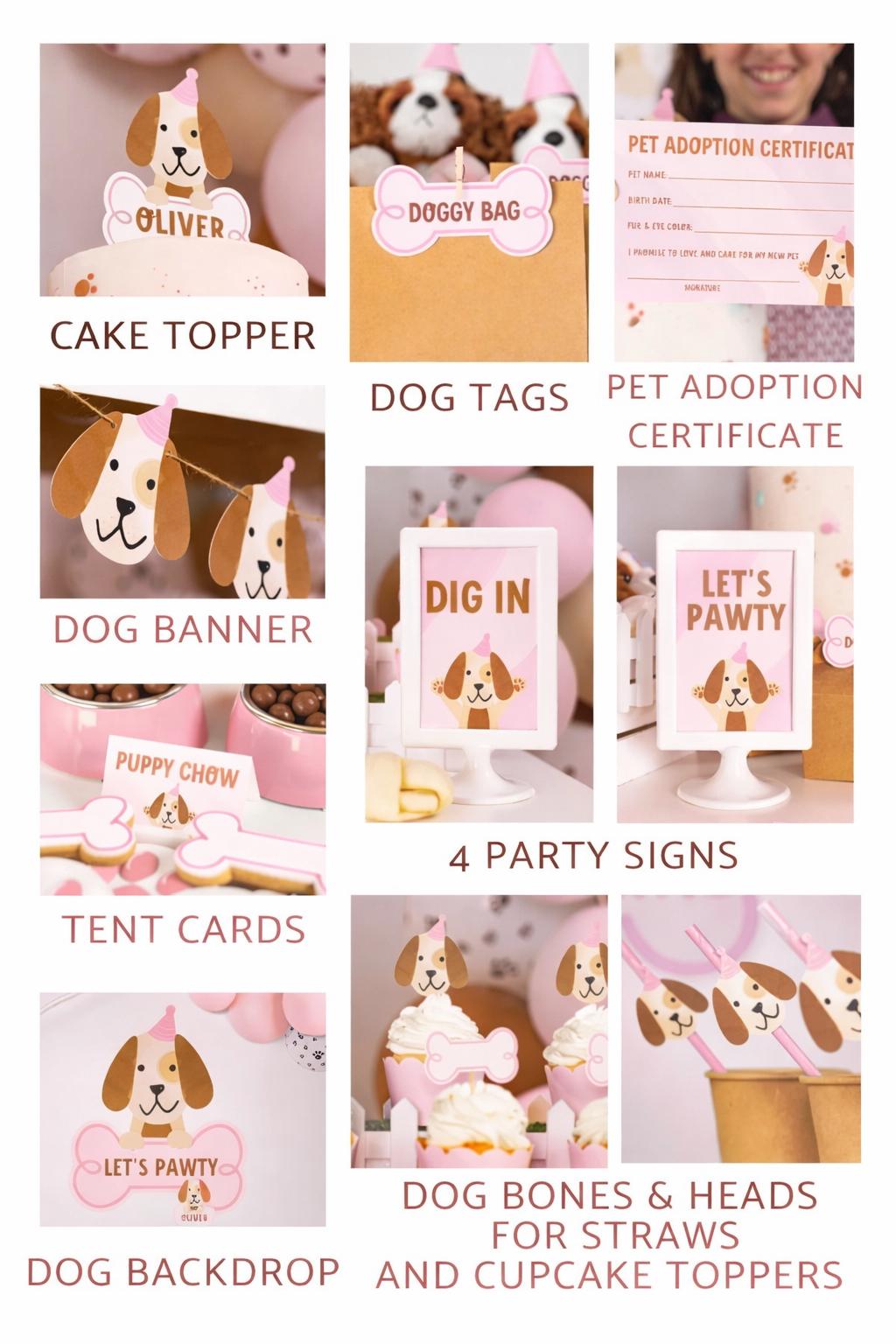 Pink Puppy Birthday Party Bundle | Printable Dog Party Decorations ...