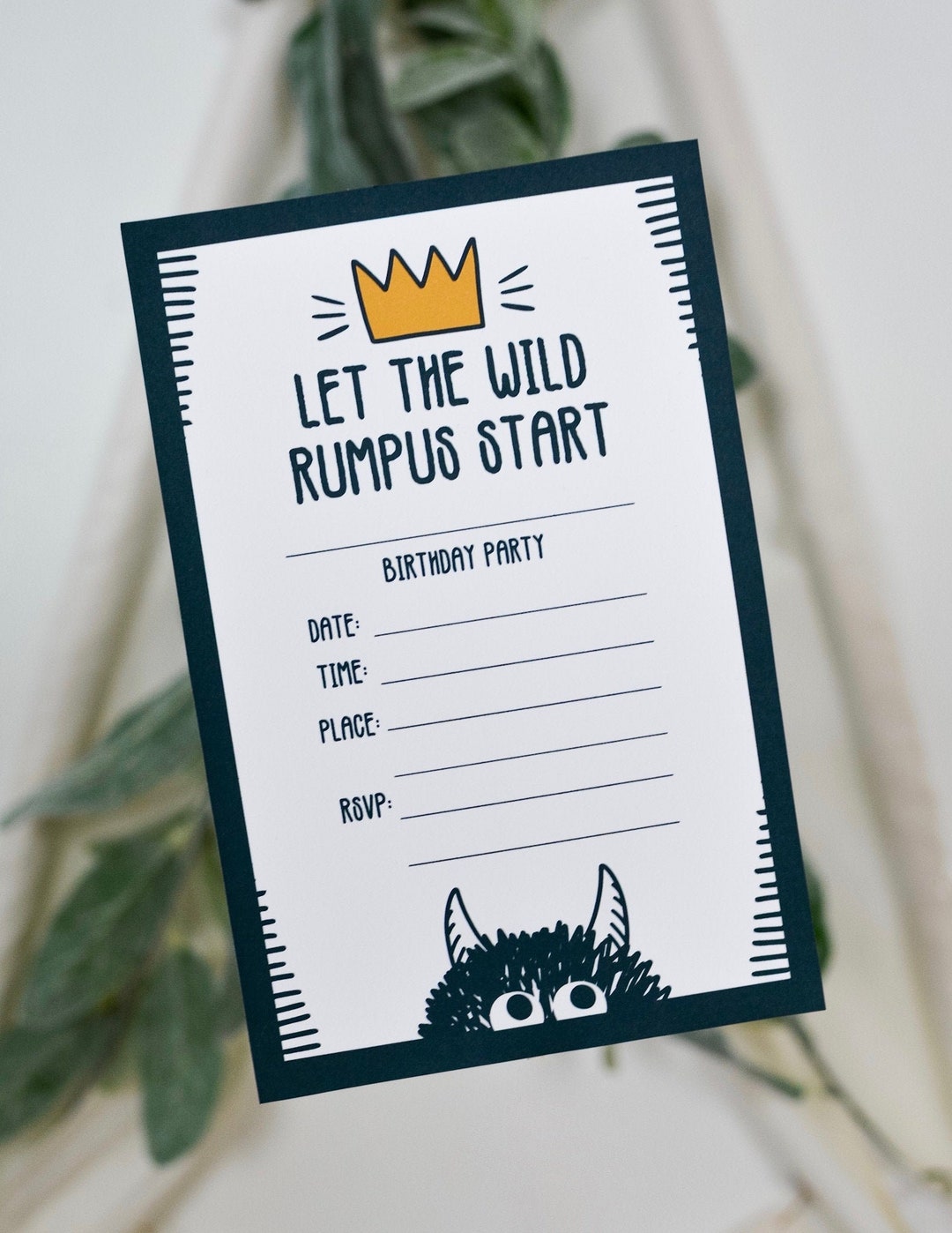 Printable Wild Things Party Invitations Instant Download PDF Wild Printable Wild Things Party Invitations Instant Download PDF Wild
