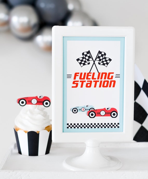 Fueling Station Vintage Race Car Sign, Race Car Birthday Party, Race Car Birthday, Race Car Party, Race Car Decorations, Two fast birthday Il_570xn