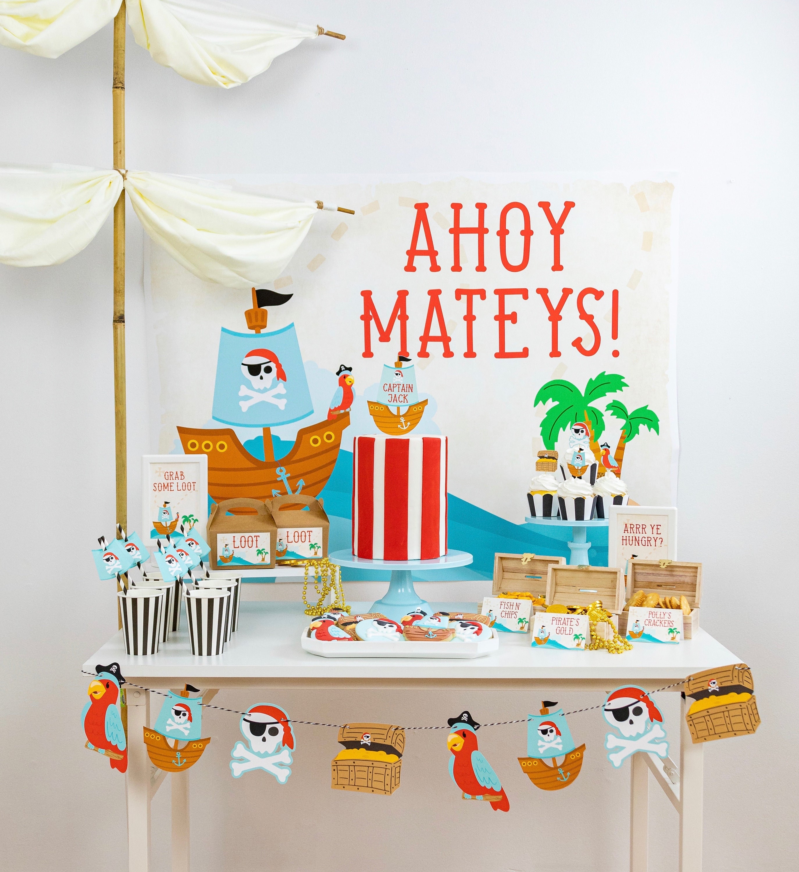 Guirlande Fanions Pirates Happy Birthday – Décoration Fête Enfant 180x15 Cm, Multicolore Carton