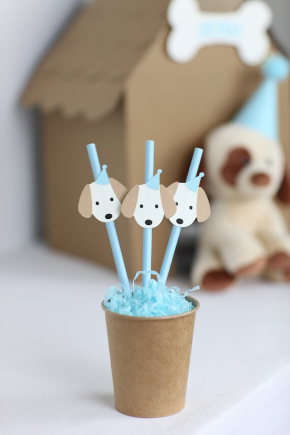 Puppy Straws, Adopt a puppy, adopt a puppy party, dog party, dog decor, puppy party, puppy decor, puppy decorations, dog straw, puppy theme Il_570xn