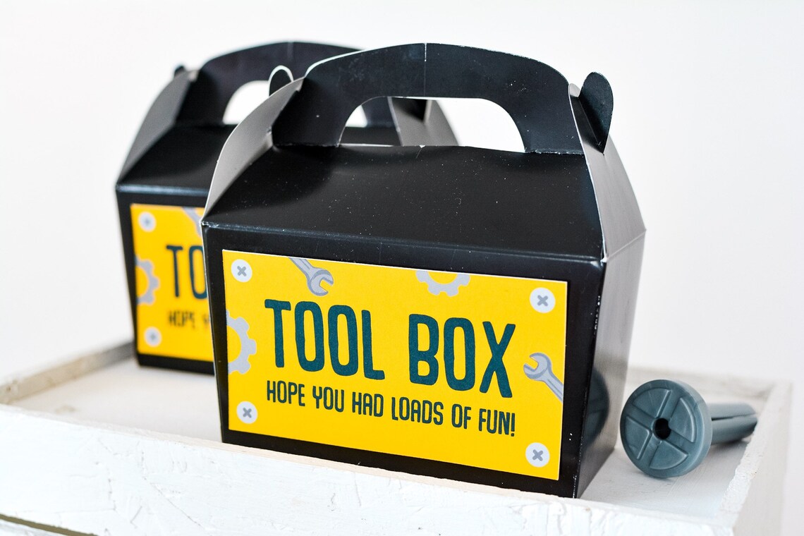 Tool Box Sticker Gift Tags Construction Birthday Party Theme Etsy Canada