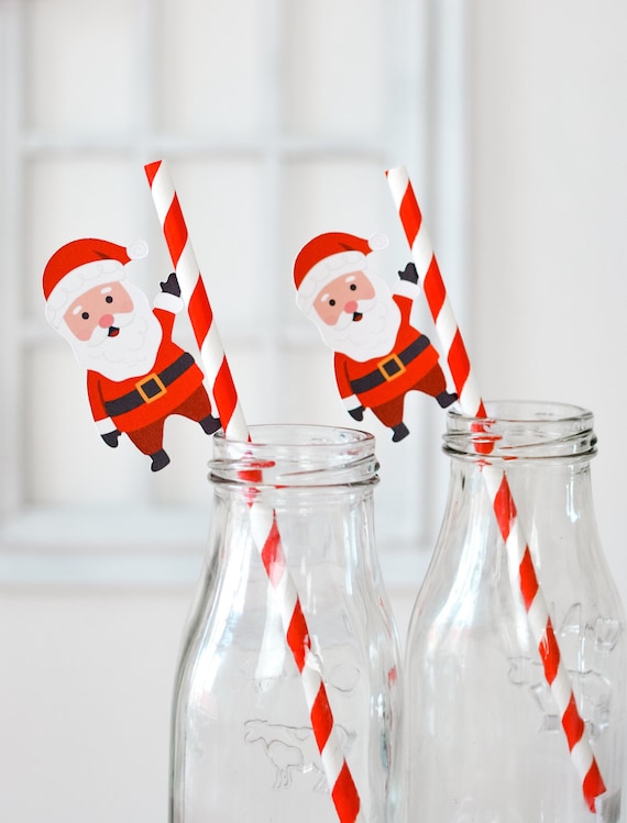 Santa Claus Straws, Santa Paper Straws, Santa Decorations, Santa Party  Decor, Christmas Decor, Christmas Straws, Christmas Santa Claus Decor 