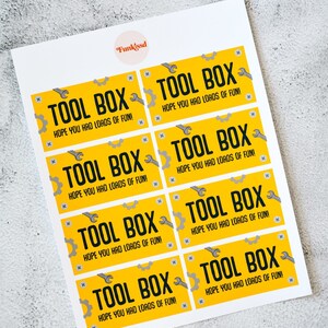 Tool Box Sticker Gift Tags | Construction Birthday Party Favors ...