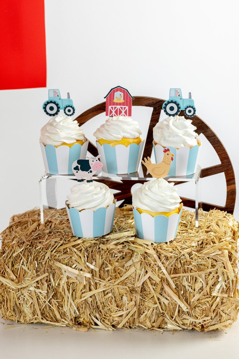 Farm Cupcake Toppers, on the Farm Birthday Party, Farm Party, Farm ...